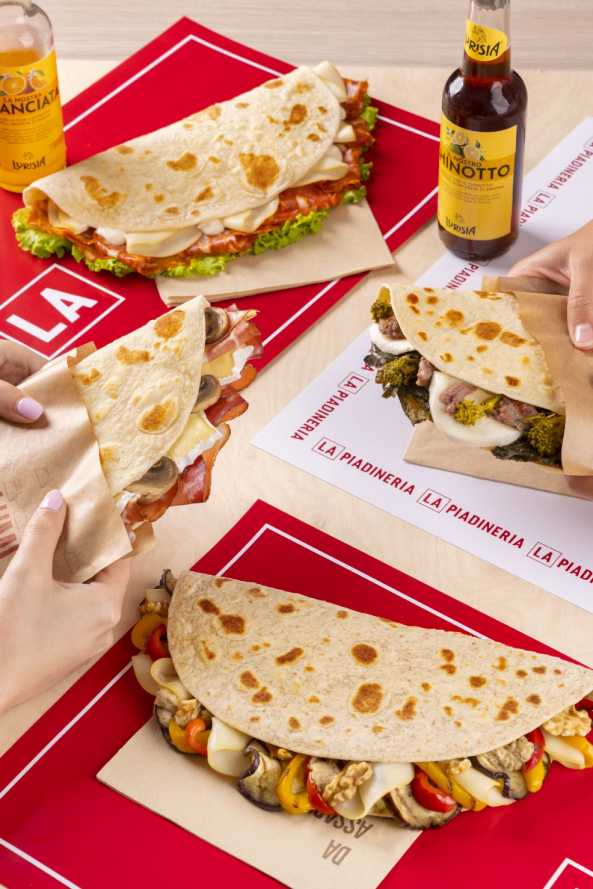Alcune delle piadine di La Piadineria.